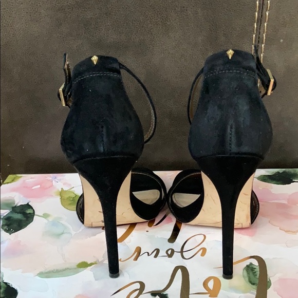 Sam Edelman Black Suede Strappy Heels Size 7 - Picture 2 of 4